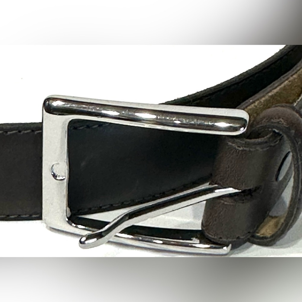 Lands' End Dark Brown Leather Dress Belt Made in Canada Men's Size 32 (80cm) - Picture 4 of 9